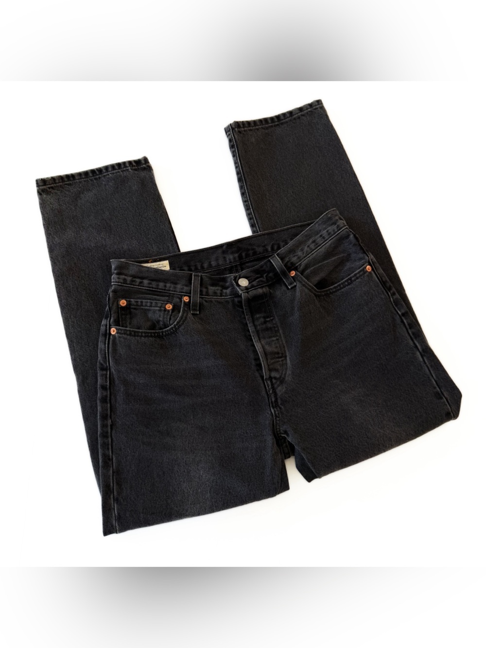 Levi’s Premium 501 Original Fit Women 29 Take A Hint Black Button Fly 27” Inseam - Picture 4 of 12